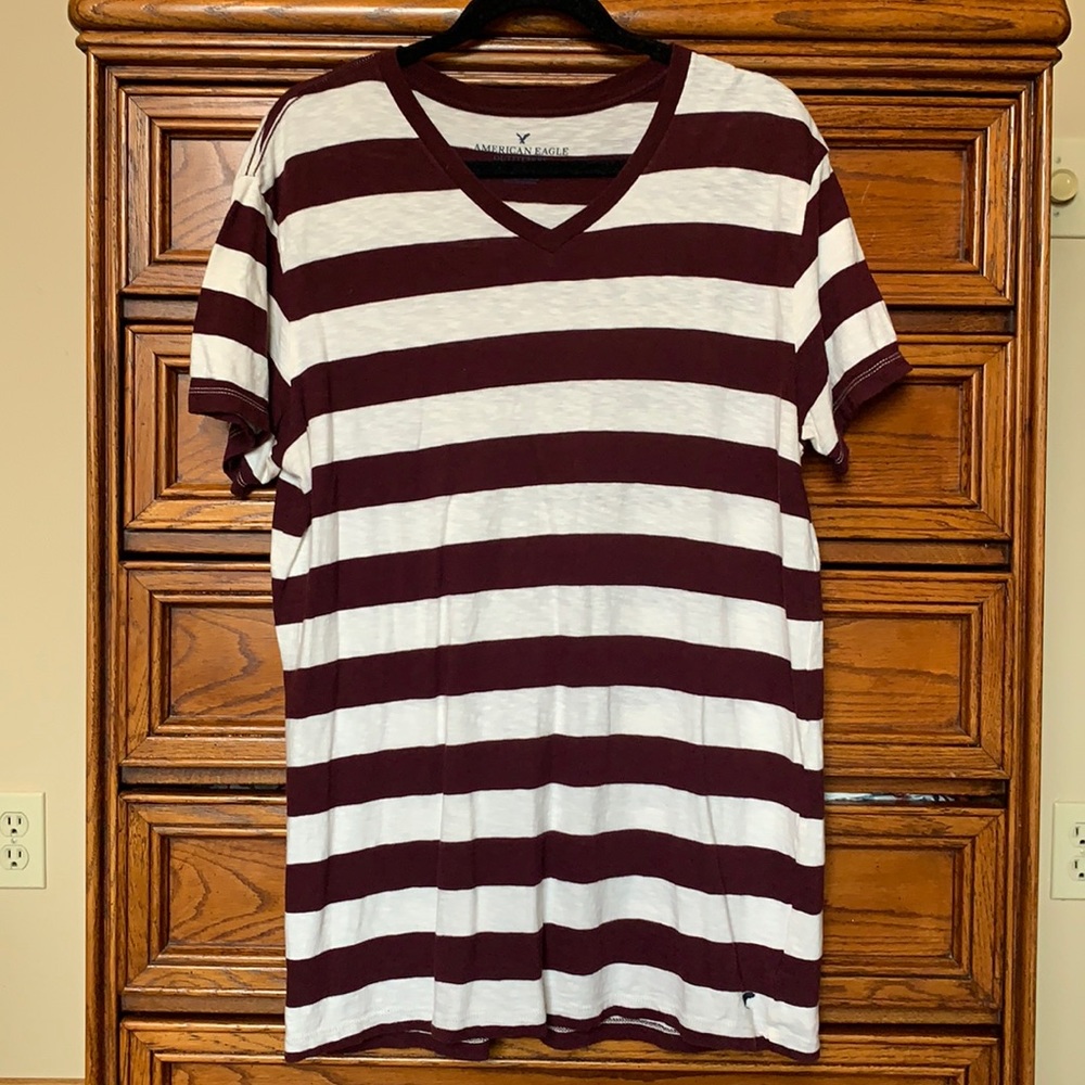 American Eagle Outfitters Striped V neck T shirt
